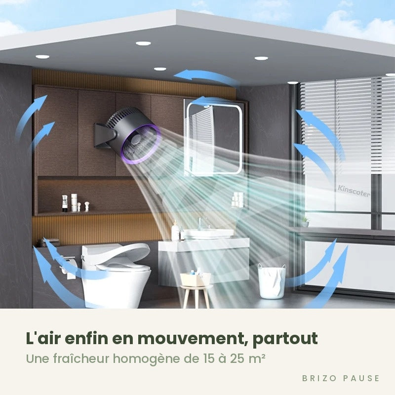 Circulation de l'air du ventilateur portable Glacio™ dans une pièce de 15 à 25 m²