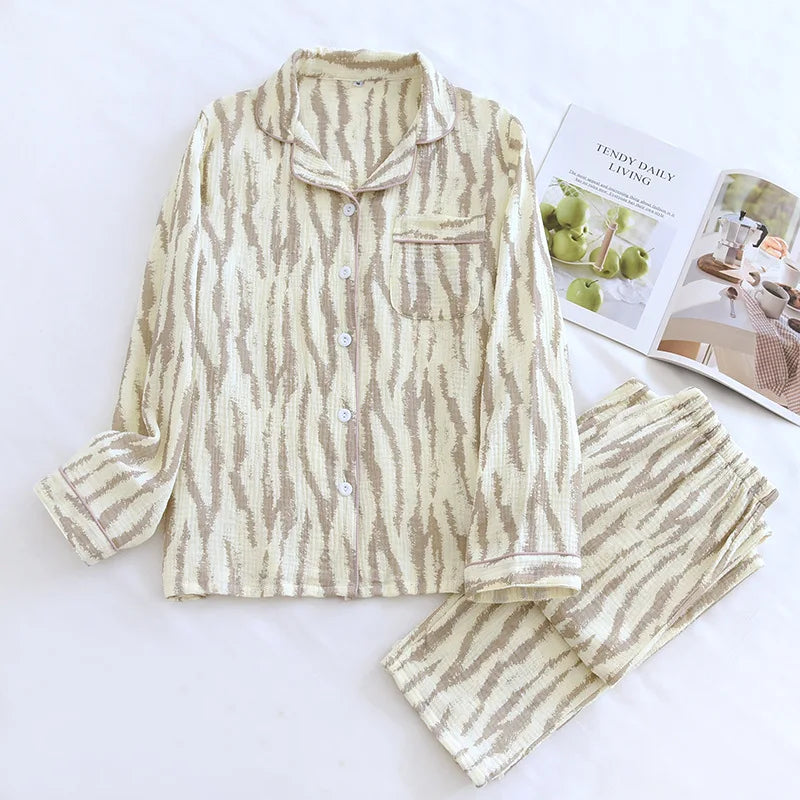 Pyjama Femme Coton Col Chemise | Câline™ Automne