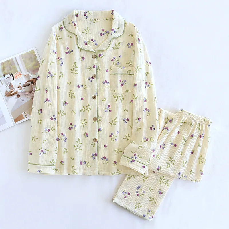 Pyjama Femme Coton Col Chemise | Câline™ Automne
