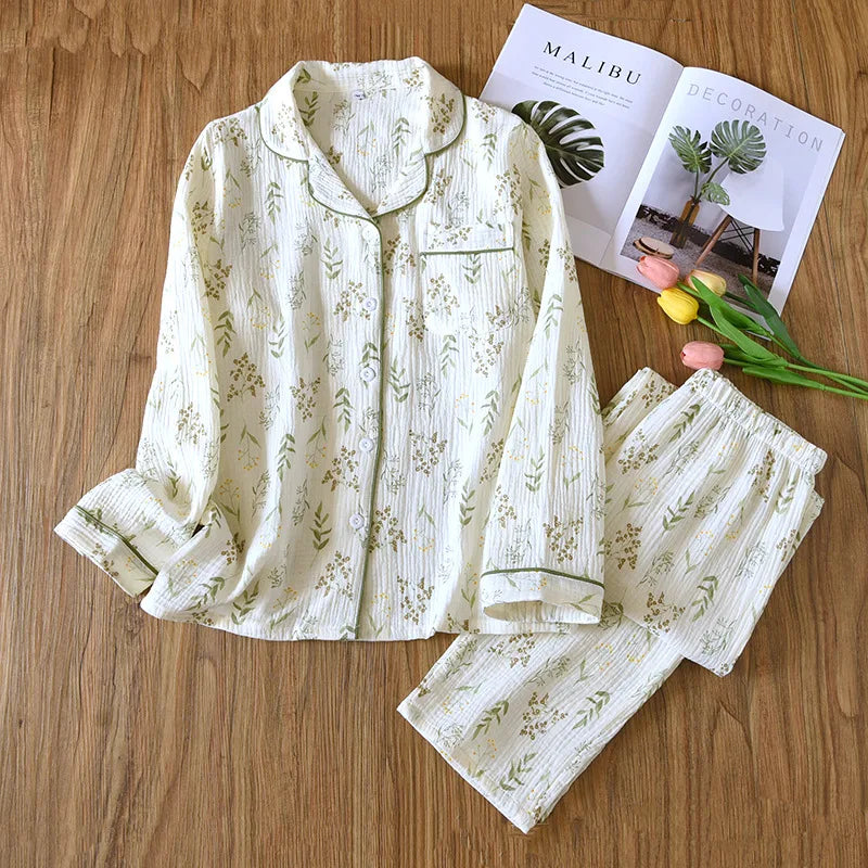 Pyjama Femme Coton Col Chemise | Câline™ Automne