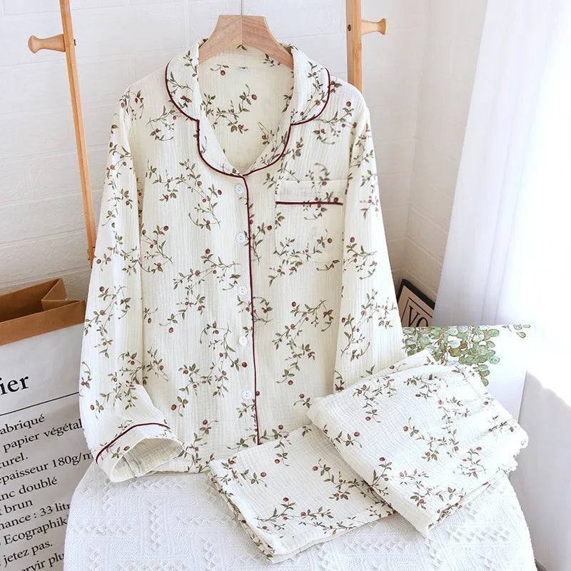 Pyjama Femme Coton Col Chemise | Câline™ Automne
