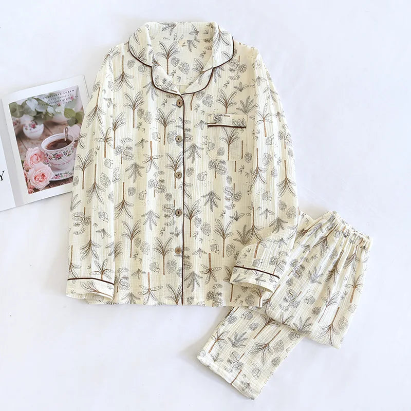 Pyjama Femme Coton Col Chemise | Câline™ Automne