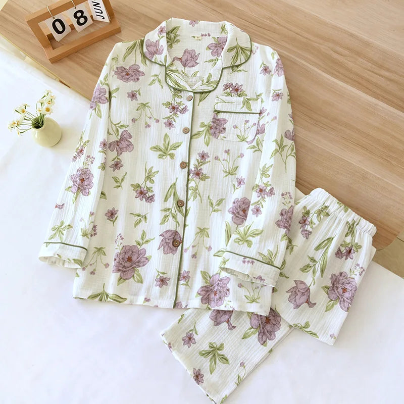Pyjama Femme Coton Col Chemise | Câline™ Automne