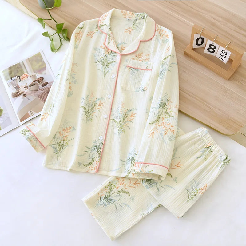 Pyjama Femme Coton Col Chemise | Câline™ Automne