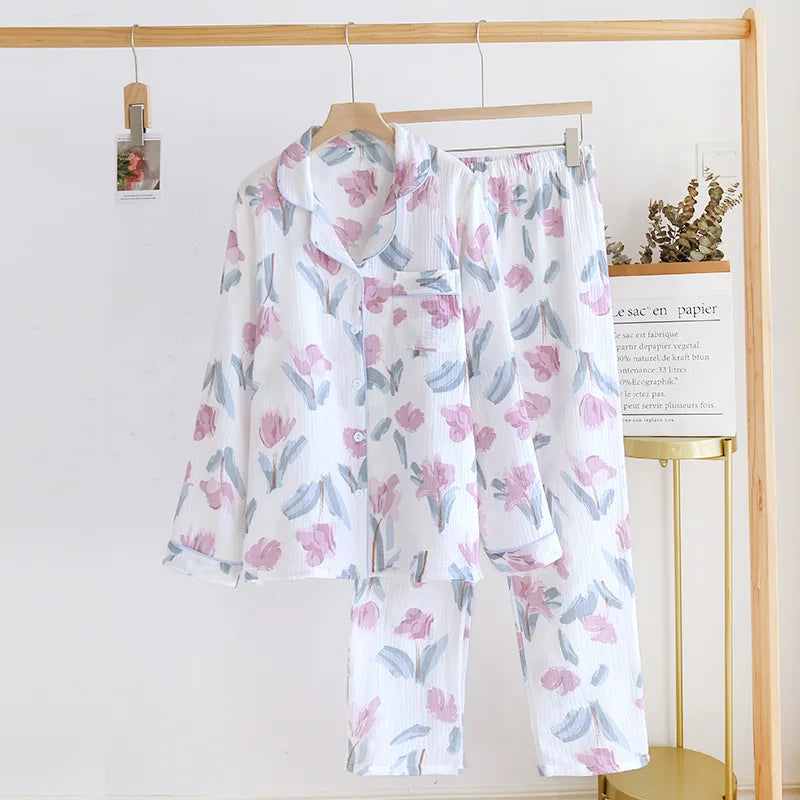 Pyjama Femme Coton Col Chemise | Câline™ Automne