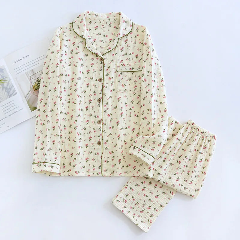Pyjama Femme Coton Col Chemise | Câline™ Automne