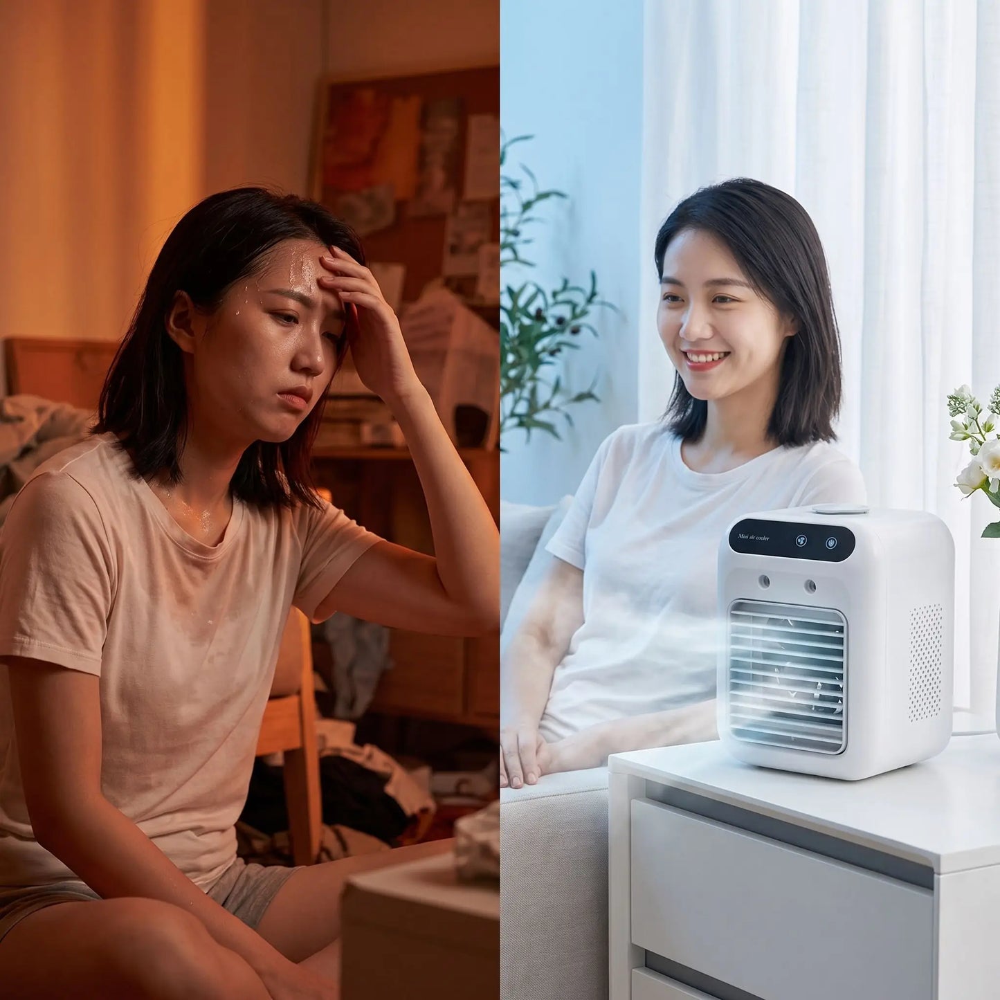 Brizo™ — Climatiseur Portable Anti-Bouffées de Chaleur | Brumisation & Réservoir 600ML