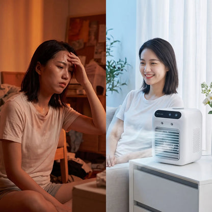Brizo™ — Climatiseur Portable Anti-Bouffées de Chaleur | Brumisation & Réservoir 600ML