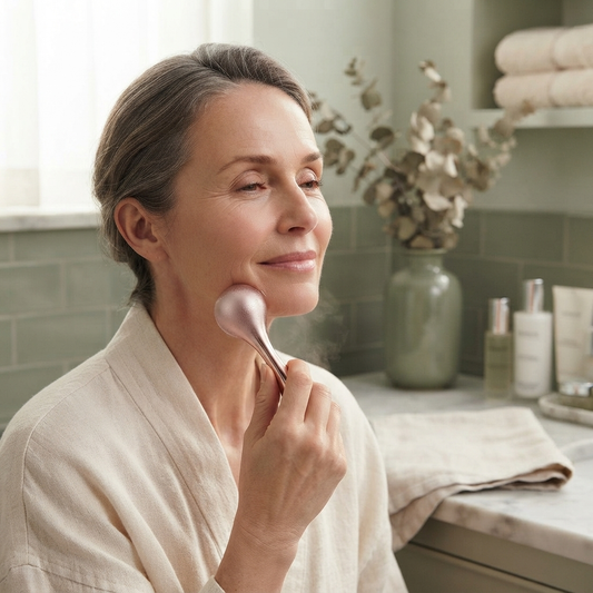 Massage kobido visage femme au bain d'eau chaude