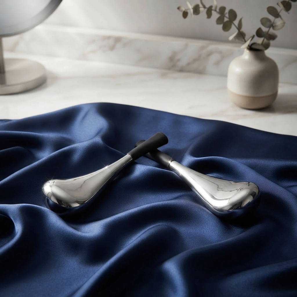 Massage visage anti rides ustensiles en croix sur soie