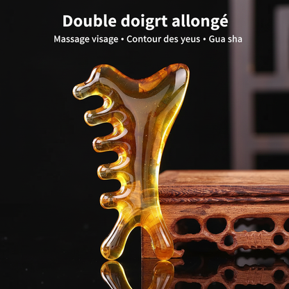 Peigne café fond noir bois double doigt